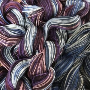 Blue/purple warp yarns